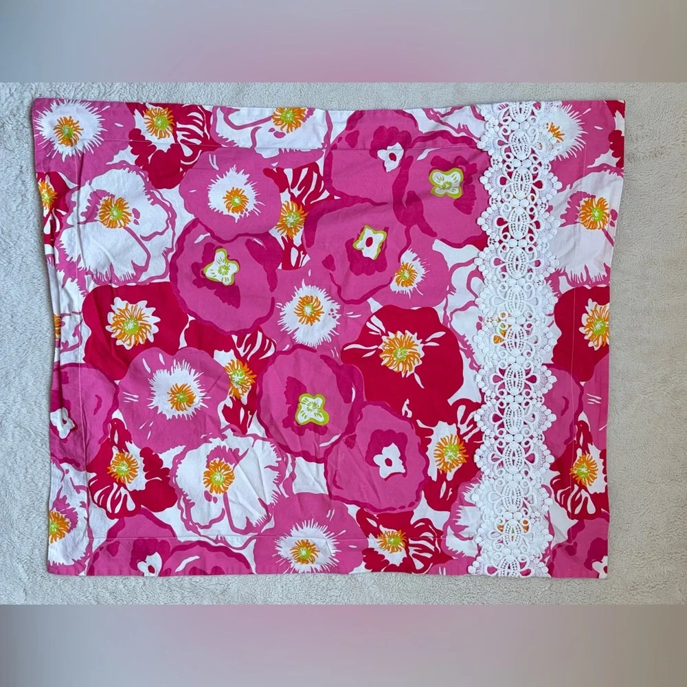 Lilly Pulitzer Garnet Hill Scarlet Begonias Tropical Floral Duvet Set Full/Queen - Picture 3 of 15